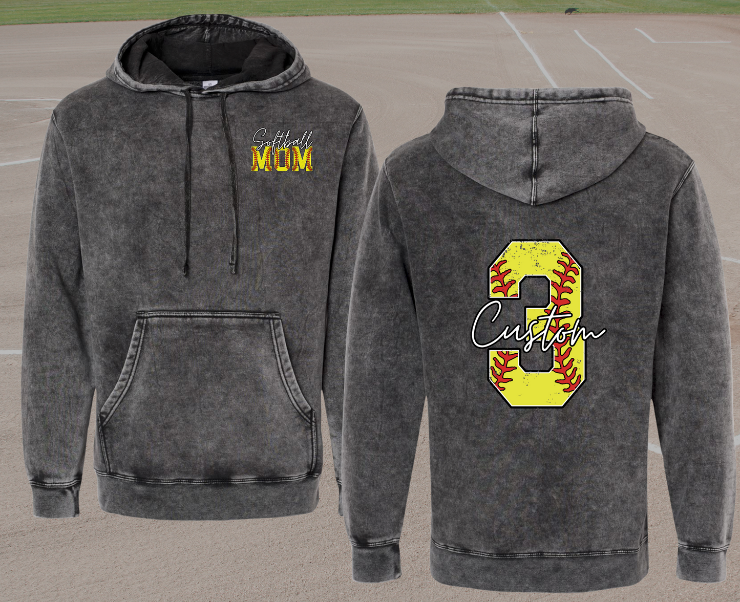 Baseball/Softball Custom Mineral Wash Hoodie