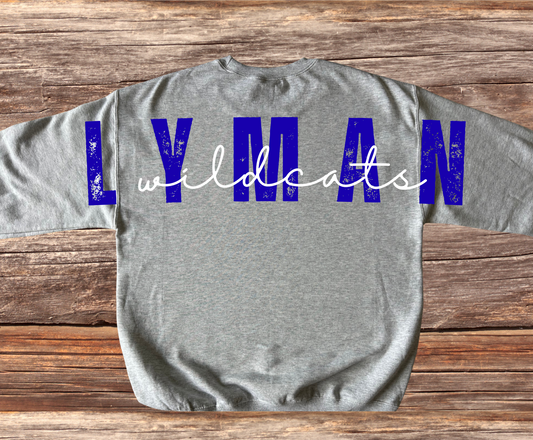 Lyman Wildcats Large Back Design Crewneck