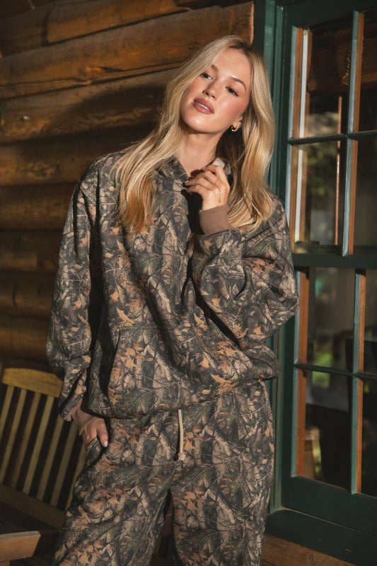 BAYOU Dark Woodland Camo Lounge Cloud Fleece Classic Hoodie